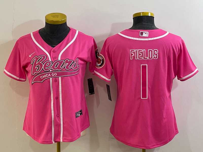 Women's Chicago Bears #1 Justin Fields Pink With Patch Cool Base Stitched Baseball Jersey,We sell and wholesale Women's Chicago Bears #1 Justin Fields Pink With Patch Cool Base Stitched Baseball Jersey on line form chian!